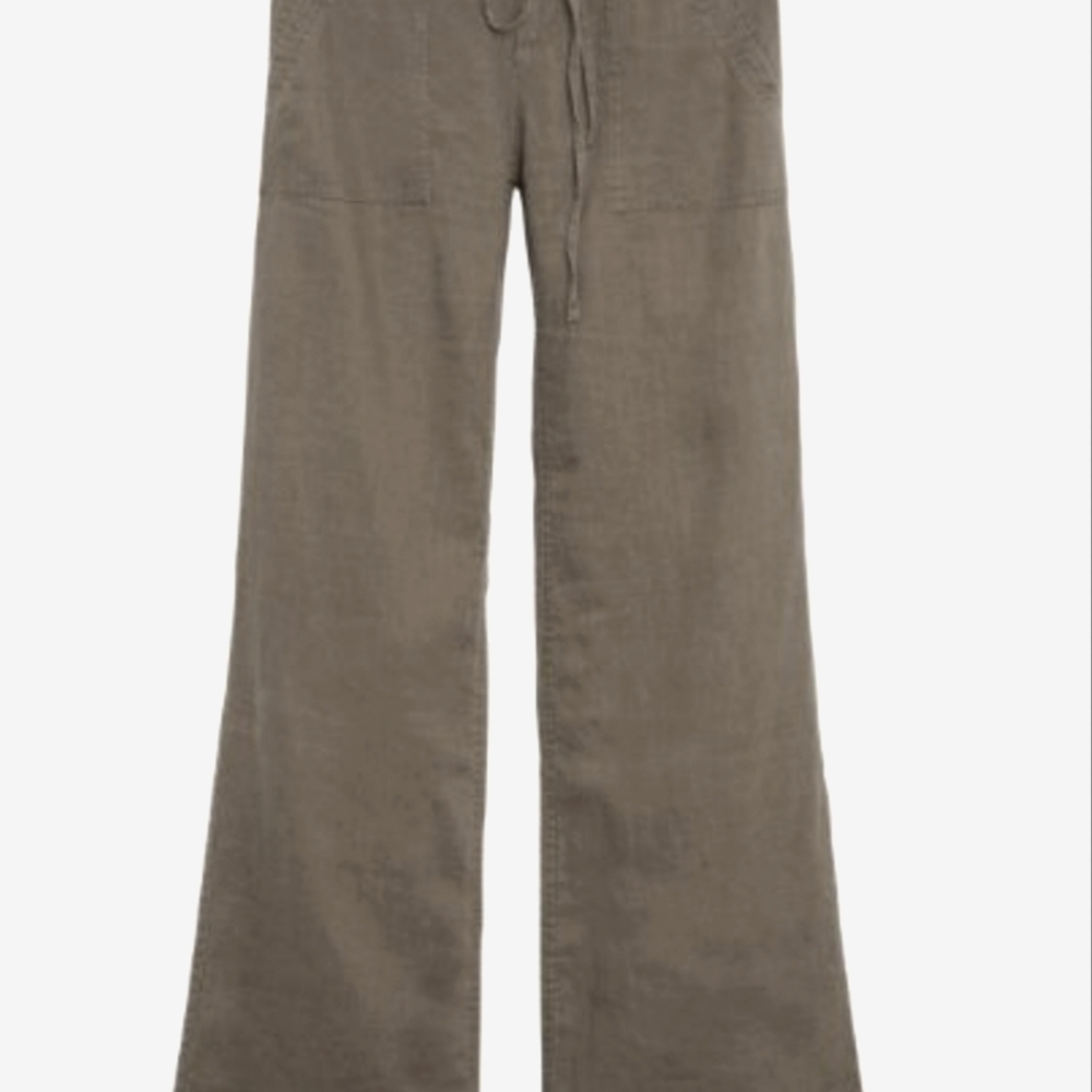 Size 14 Kut from the Kloth Louise Linen Drawstring Wide leg pant. Color Olive.